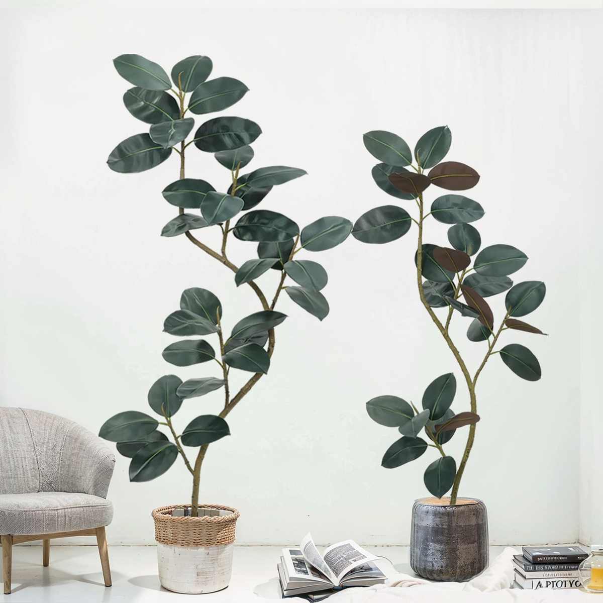 植绿橡皮树客厅大型仿真树摆件黑金刚轻植物造景奢高端假仿生室内