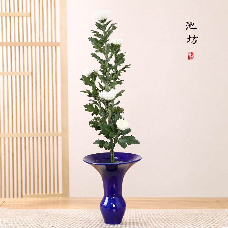 剑山陶瓷日式花道池坊插花教学花器 手工陶瓷 生花立花禅意花瓶