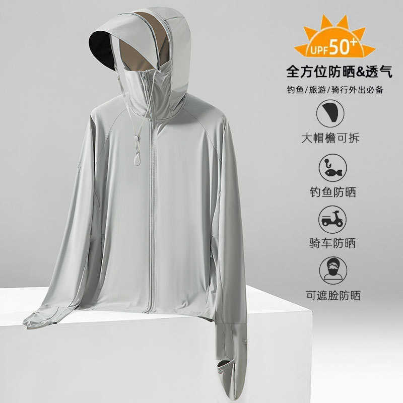 指尖防晒衣女夏季骑行防紫外线原纱男冰丝透气防晒外套钓鱼服定制
