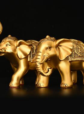 黄全铜摆件铜一对祥瑞象家居客厅玄关公母象门店富贵平安