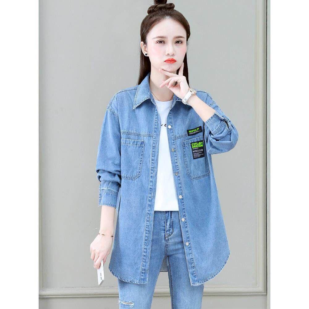 香港牛仔衬衣女2026春秋复古港味百搭休闲修身小众中长款衬衫外套