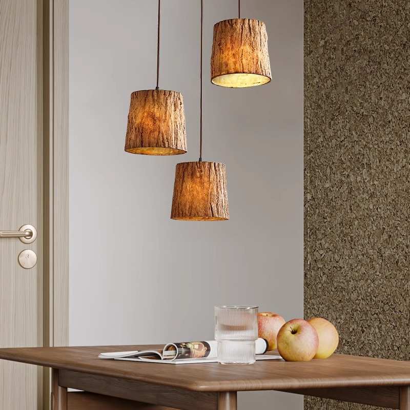 个性树枝木桶吊灯侘寂风中式复古工业风吧台餐厅酒店民宿床头吊灯