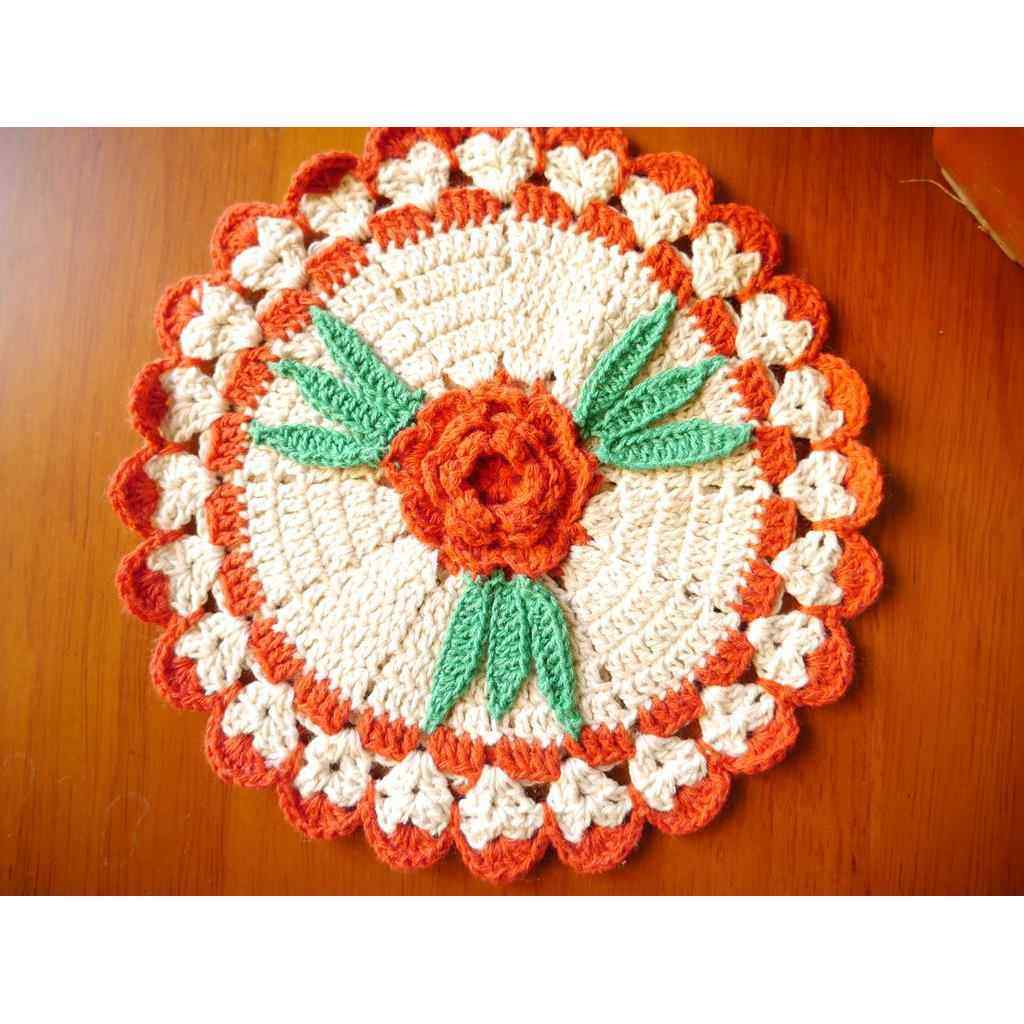 我爱我家 纯手工钩针勾花棉蕾丝镂空编织圆盘餐桌垫米色白色,居家布艺,桌布,淘宝优惠券,粉丝福利购,淘宝优惠卷