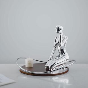 现代轻奢创意不锈钢木质托盘家用样板房装 摆件 饰陈列高端收纳软装