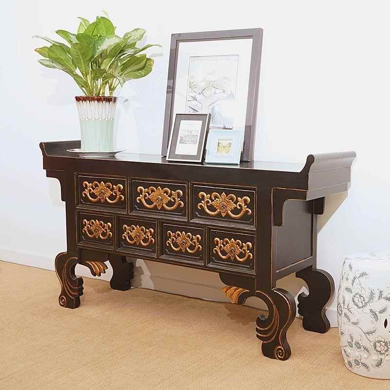 木老榆木条案客厅隔断玄关柜实堂案台几中翘头案神OVV供桌书法桌