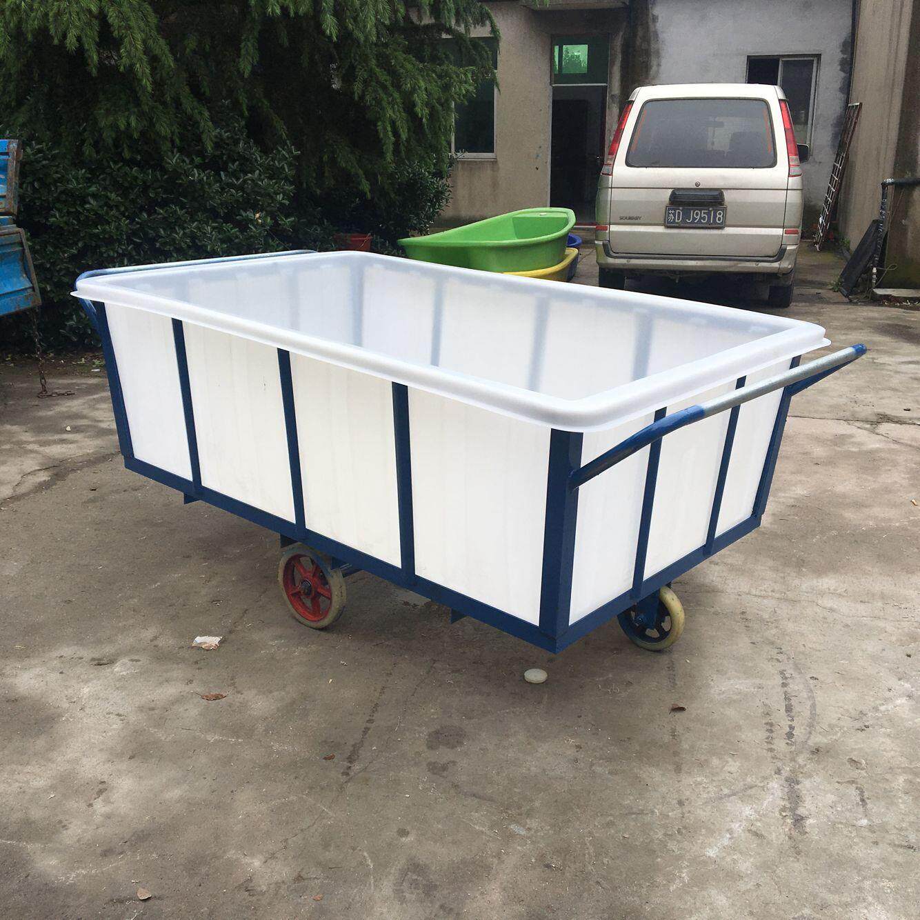 纺织塑料方箱PE印染推布车1500L布斗2米印染布斗车牛筋方桶图片