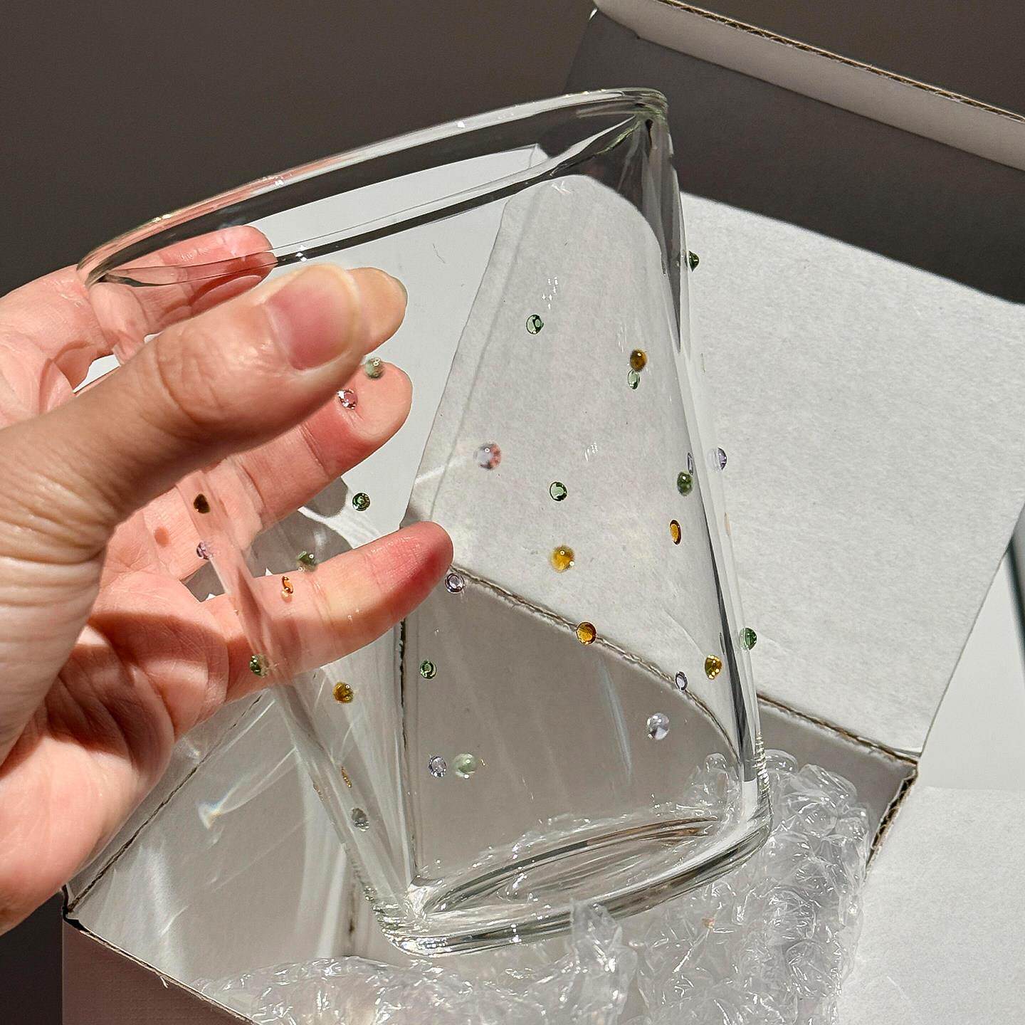 点点玻璃杯家用高硼硅水杯大容量透明冷饮杯食品级女高颜值牛奶杯