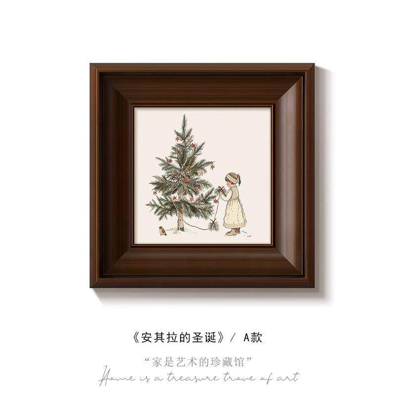 《安其拉的圣诞》圣诞节装饰画轻法式中古风桌面摆件卧室卡通挂画
