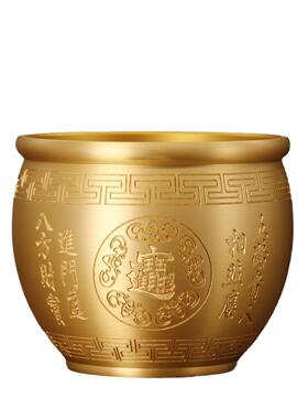 黄铜拉丝工艺百福八宝本色黑色缸送亲戚朋友商务家居创意礼品摆件