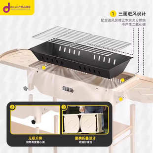 炊具 德國家用燒烤爐戶外露營木炭烤肉燒烤爐庭院無煙烤串爐便攜式