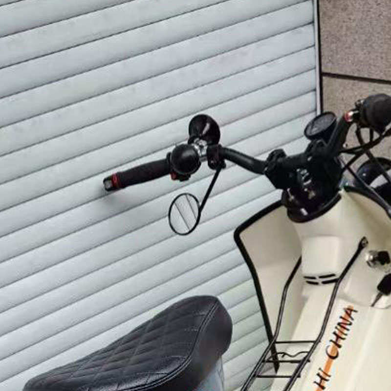 精品摩托车电瓶车改装通用车把管复古卡钳式后视镜反光镜小圆镜倒