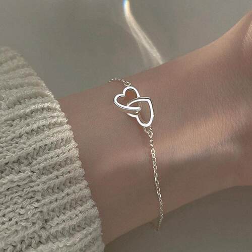 Bracelets women ins冷淡风金属合金桃心多宝双心形手錬女 Bracel