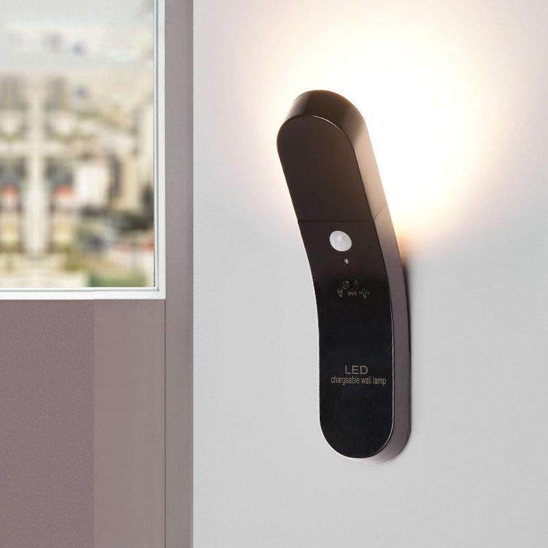 LED小夜灯卧室床头墙壁灯过道带开关充电人体感应起夜灯具 免打孔