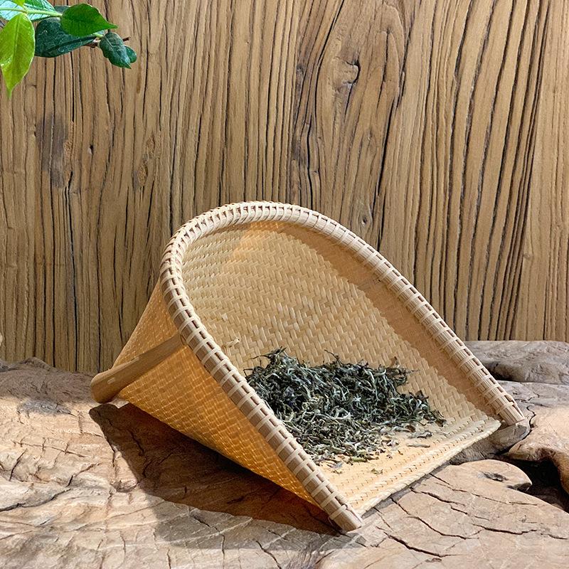 纯手工竹编竹簸箕筛茶器点心筐茶空间装饰摆件工艺品