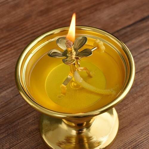 供佛液体酥油灯座供佛灯座家用长明佛前灯琉璃供佛莲花灯佛堂用品