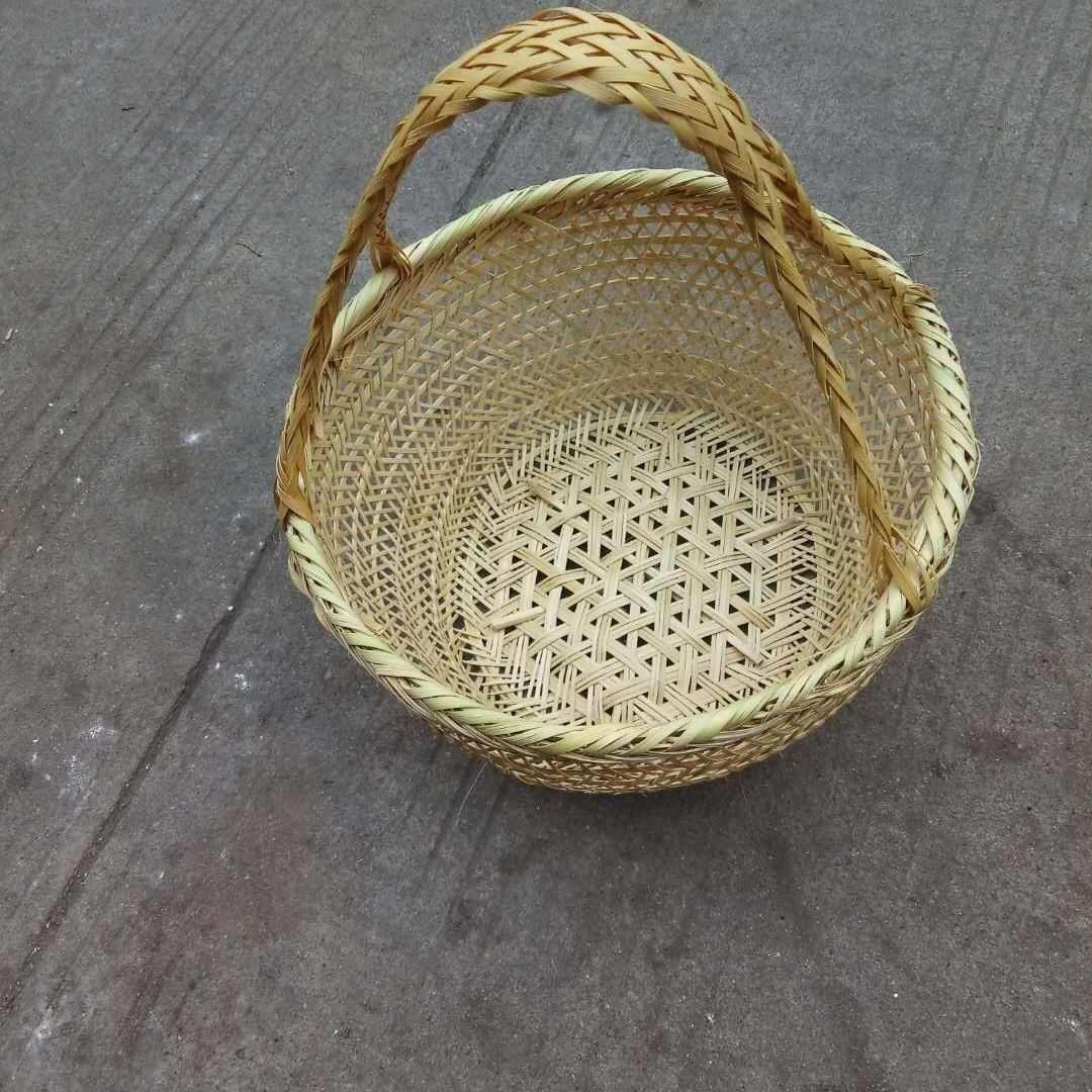 手提大竹篮子竹编织家用水果采摘买提菜篮鸡蛋小竹篮筐收纳篮姜武