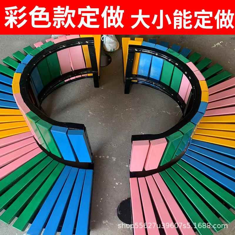 0022园椅户外长椅腐防围树椅木座椅室外长凳休闲幼儿园树塑木公池