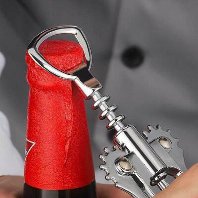 Red Wine Bottle Opener Wing Corkscrew - 2-in-1 Beer Opener