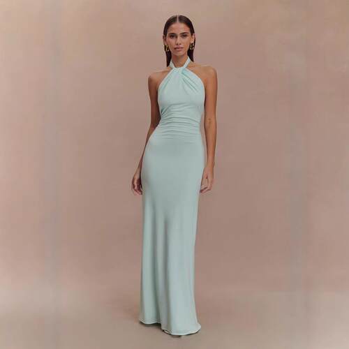 Hanging neck sleeveless waist slimming dress for women