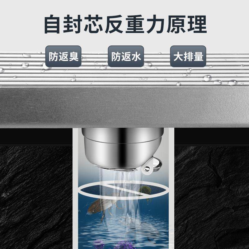 新款直销枪灰色长条地漏304不锈钢卫生间浴室淋浴房长方形加长大
