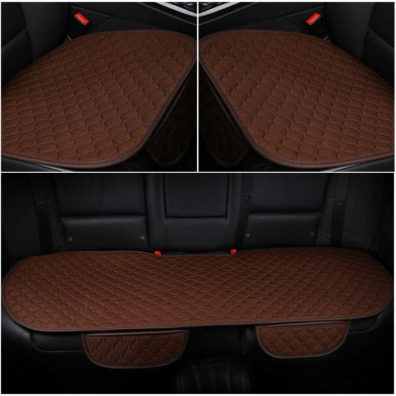 四季捆绑三件套汽车坐垫防滑免防滑皮革垫亚麻垫小三件无靠背四季