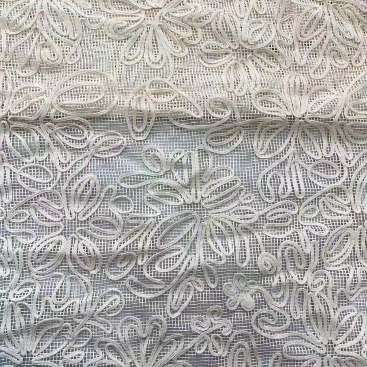 时尚女装新款方格密盘带绣花面料大量现货批发可定可改版