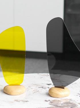 现代轻奢玄关抽象艺帆船摆装CHA件术样板房客厅视柜办公室饰工电