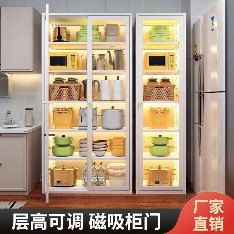 加深厨房置物架落地多层收纳柜子微波炉烤箱锅具置物柜碳钢储物柜图片