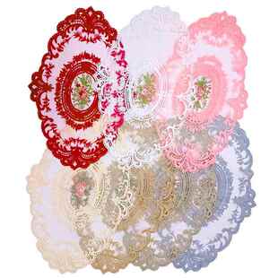 蕾丝绣花布片水溶花朵餐桌布桌布欧式布艺茶几椭圆形抱枕垫子刺绣