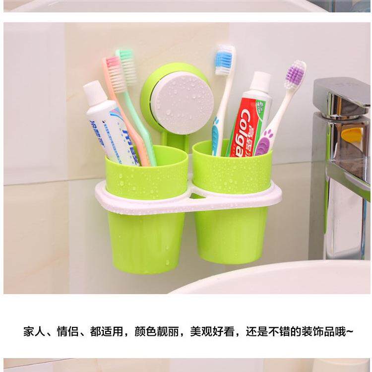 创意糖果色强力吸盘浴室牙刷杯洗漱杯 时尚漱口杯牙刷架套装