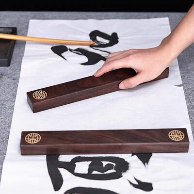 实木黑木无品牌/紫檀檀镇木条压光面镇纸文房四质宝绘尺画书法用