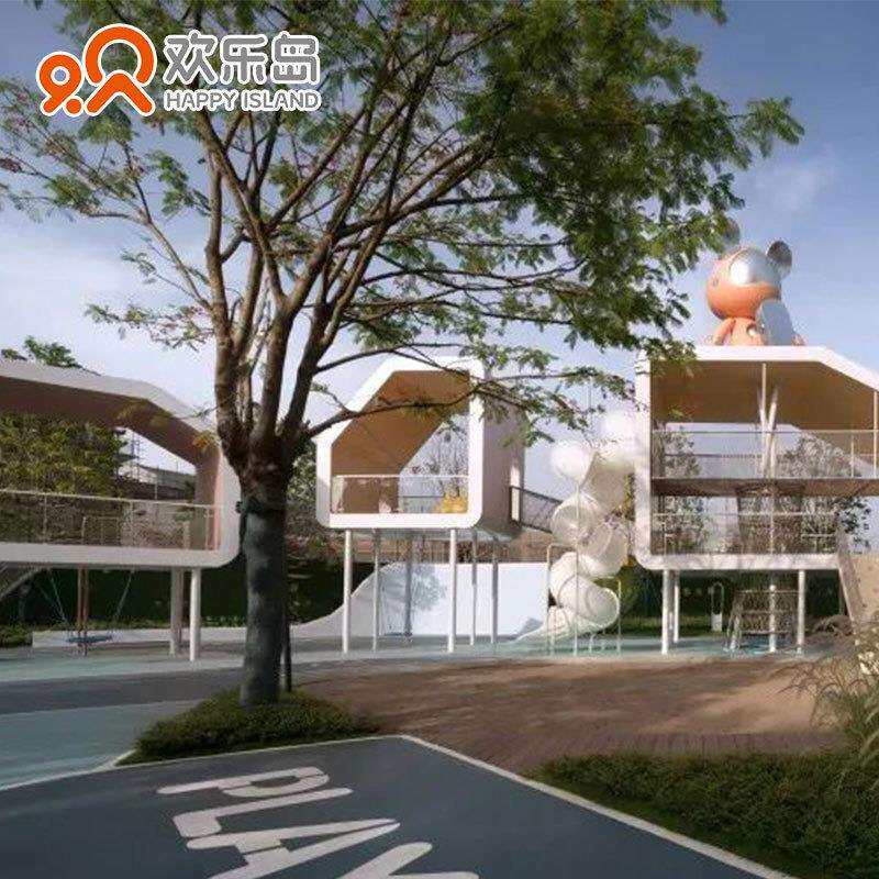 儿童木屋丛林树屋平台秋千组合不锈钢滑梯景区公园户外无动力乐园