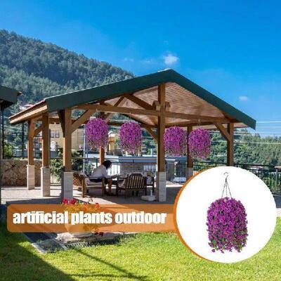 Artificial flower hanging basket 37 inch hanging morning