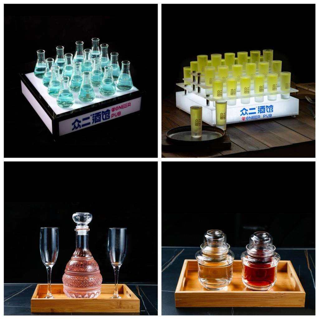 中式新款玻璃杯子酒馆贰二麻斗酒鸡尾酒杯复古国潮果酒架酒具套装