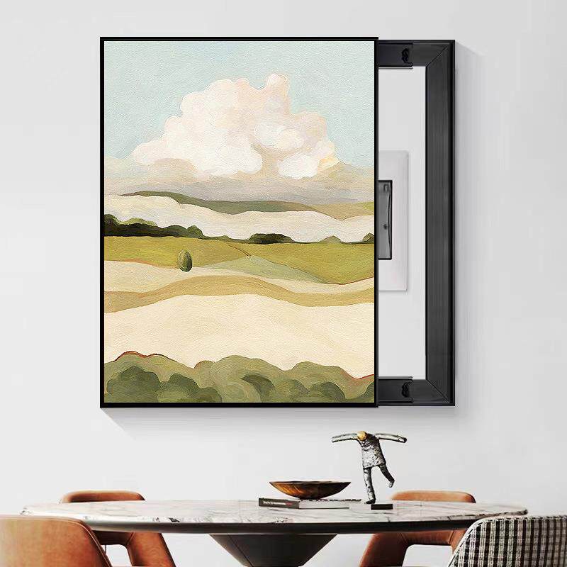 小清新电表215箱装挡饰画奢竖版弱电箱遮画免打轻孔家用电配箱手