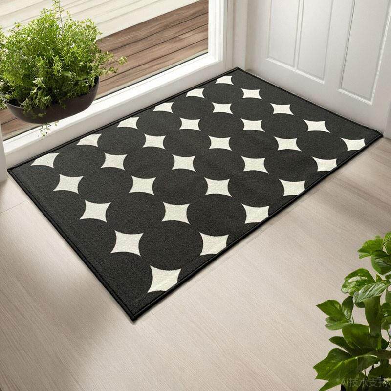 沙菲尔黑白色厨房地毯地垫床边卧室阳台推拉门可机洗乳胶底部跨境