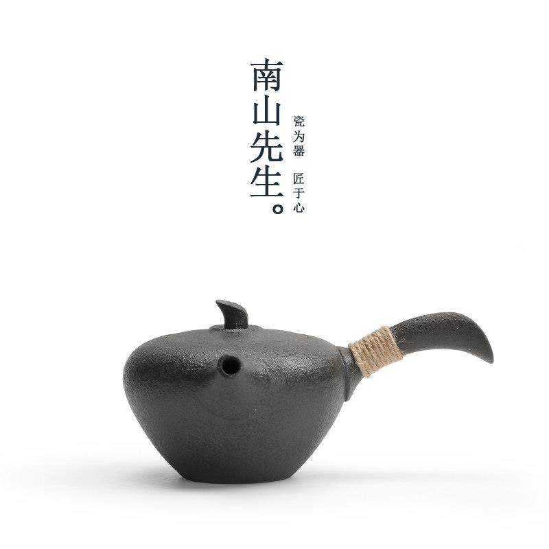 南山先生黑陶覆古侧柄陶瓷滤茶壶家居客厅功夫小茶壶单壶