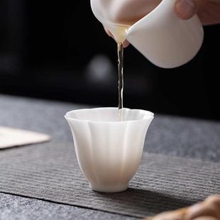 德化白瓷品茗杯家用简约陶瓷功夫茶具冰种玉瓷素烧主人杯大号茶盏