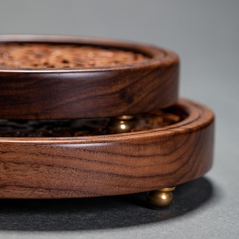 核桃胡桃木壶承底座复古圆形功夫茶垫杯托茶台壶托隔热垫茶道配件