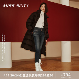 Miss Sixty2023冬季复合牛仔裤女三环高腰修身小脚铅笔裤保暖