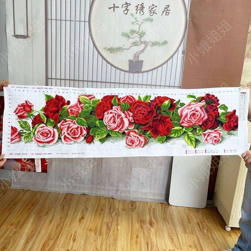 玫瑰花语十字绣成品不带框纯手工已绣好2025新款客厅高端植物花卉
