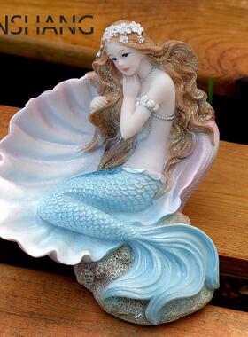 北欧风美人鱼公主摆件卧室儿童房家居装饰品车载摆设闺蜜生日礼物