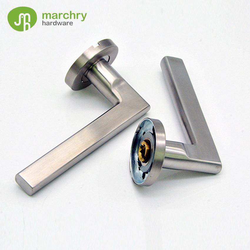 304拉0丝不锈钢室内卧室门锁46空心管简约锁门执手扁仿XES精铸拉