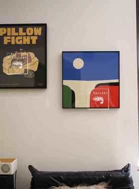 WGallery包豪斯可爱红蓝绿几何撞色多巴胺装饰画小众工作室设计