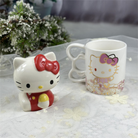 出口陶瓷HELLO KITTY描金可爱少女咖啡杯茶水杯早餐杯存钱罐家居