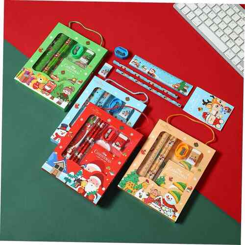 Christmas decoration stationery gift box set with six prizes