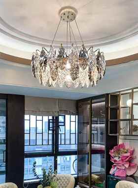 后现代客厅灯简5约现代大轻奢水XHJ1543-晶吊灯具组合全屋套灯餐2