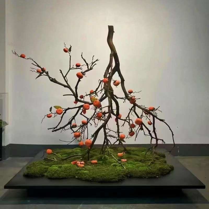 日式挂件柿子树餐厅造景假仿真饭店吊顶挂绿植吊树天花板装饰壁挂