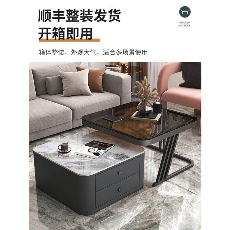 小简约茶几板现代网红岩几茶桌客厅方形沙发小户型茶几轻奢边家用