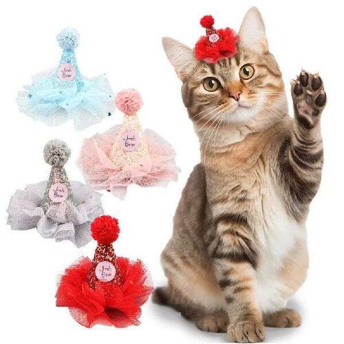 Pet Dog Birthday Party Dog Hat Candy Color Dot Lace Cat Bib